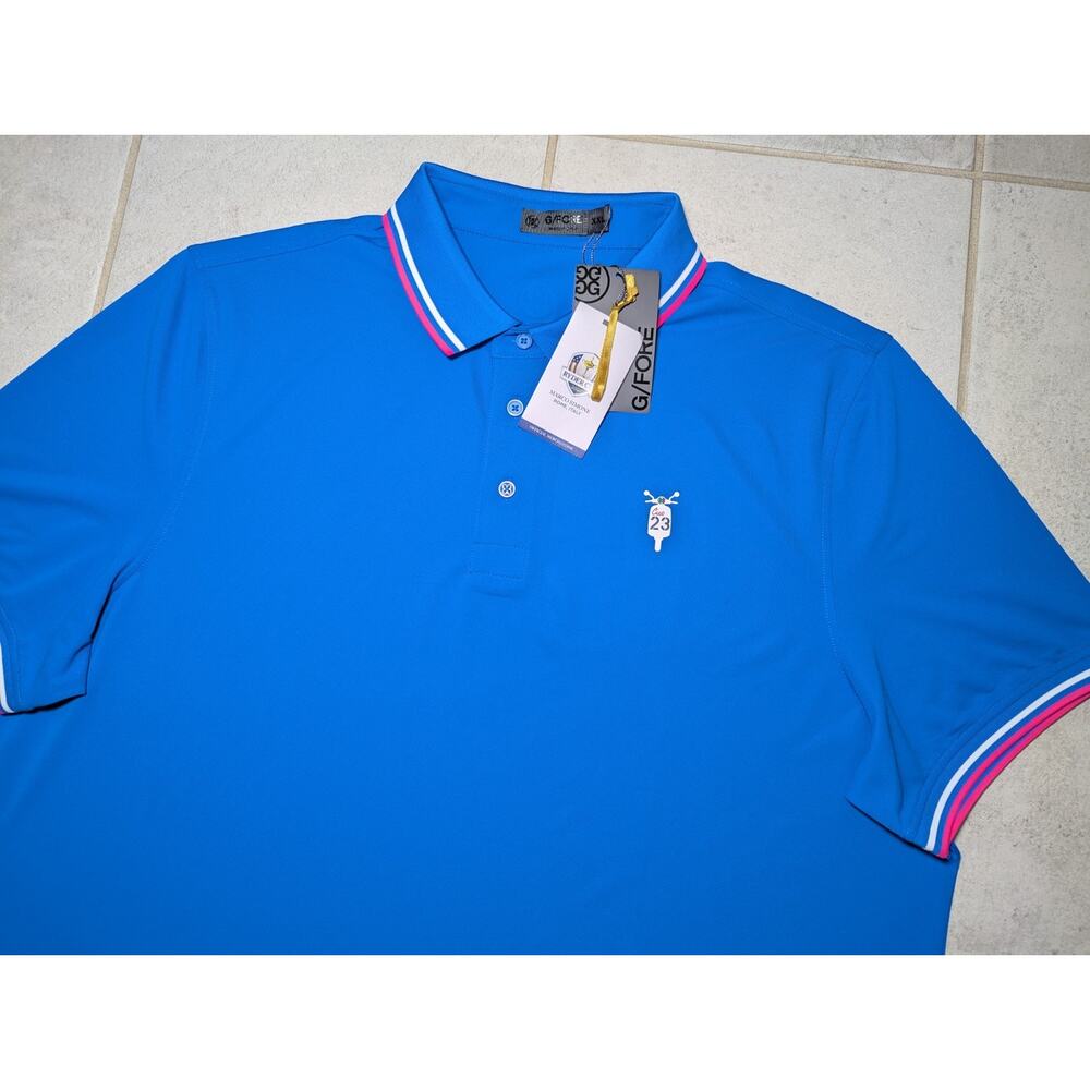 G/Fore Men's XXL Shirt Blue Ciao 23 Ryder Cup Polo Golf Marco Simone 2023 Italy